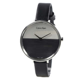 Calvin Klein Rise White Grey Dial Black Leather Strap Watch for Women - K7A231C3