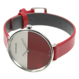 Calvin Klein Rise Yellow Red Dial Red Leather Strap Watch for Women - K7A231UP