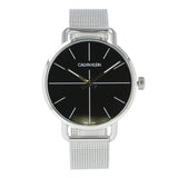 Calvin Klein Even Black Dial Silver Mesh Bracelet Watch for Women - K7B21121