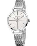 Calvin Klein Even White Dial Silver Mesh Bracelet Watch for Women - K7B23126