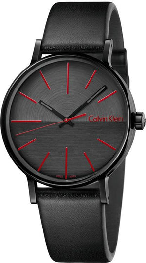 Calvin Klein Boost Black Dial Black Leather Strap Watch for Men - K7Y214CY