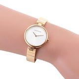 Calvin Klein Authentic White Dial Rose Gold Steel Strap Watch for Women - K8G23646