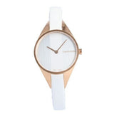 Calvin Klein Rebel White Grey Dial White Leather Strap Watch for Women - K8P236L6