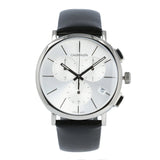 Calvin Klein Posh Silver Dial Black Leather Strap Watch for Men - K8Q371C6