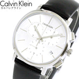 Calvin Klein Posh Silver Dial Black Leather Strap Watch for Men - K8Q371C6