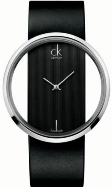 Calvin klein black leather watch Clearance