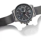 Tommy Hilfiger London Chronograph Grey Dial Grey Mesh Bracelet Watch for Men - 1791530