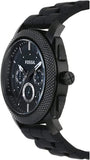 Fossil Machine Chronograph Black Dial Black Silicone Strap Watch for Men - FS4487