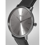 Hugo Boss Modern Grey Dial Black Leather Strap Watch for Men - 1513540