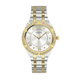 Guess Cosmo Diamonds Silver Dial Two Tone Steel Strap Watch for Women - GW0033L4