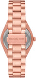 Michael Kors Lennox Three Hand Black Dial Rose Gold Steel Strap Watch For Women - MK7392