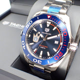 Tag Heuer Aquaracer Henrik Lundqvist Special Edition Blue Dial Silver Steel Strap Watch for Men - WAY101J.BA0746