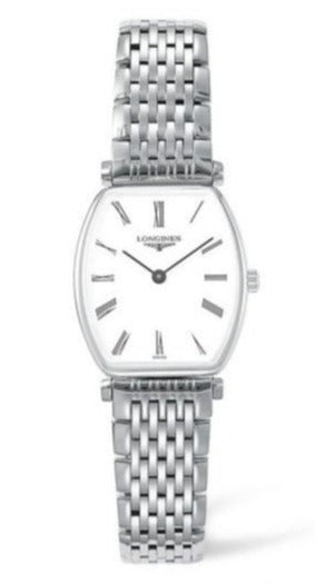 Longines La Grande Classique de Longines Tonneau White Dial Silver Steel Strap Watch untuk Wanita - L4.205.4.11.6