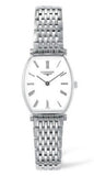 Longines La Grande Classique de Longines Tonneau White Dial Silver Steel Strap Watch untuk Wanita - L4.205.4.11.6