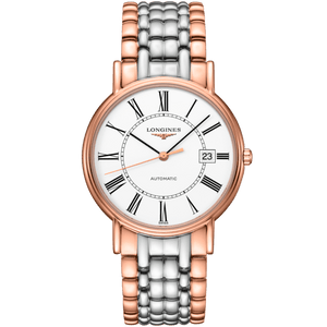 Longines Presence 38.5mm Automatic White Dial Two Tone Steel Strap Watch for Men - L4.921.1.11.7
