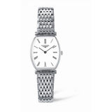 Longines La Grande Classique de Longines Tonneau White Dial Silver Steel Strap Watch untuk Wanita - L4.205.4.11.6