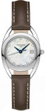 Longines Equestrian Mother of Pearl Dial Brown Leather Strap Watch untuk Wanita - L6.136.0.87.2