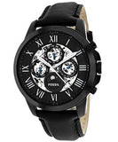 Fossil Grant Automatic Black Dial Black Leather Strap Watch for Men - ME3028