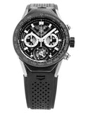 Tag Heuer Carrera Chronograph Tourbillion Titanium Carbon Black Dial Black Rubber Strap Watch for Men - CAR5A8W.FT6071