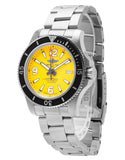 Breitling Superocean II Automatic 44mm Yellow Dial Silver Steel Strap Watch for Men - A17367021I1A1