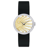 Dior La D De Dior Dior Rose Céleste Diamonds Mother of Pearl Dial Black Leather Strap Watch for Women - CD04711X1001 0000