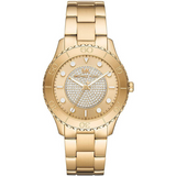 Michael Kors Runway Three-Hand Gold Dial Gold Steel Strap Watch For Women - MK6911