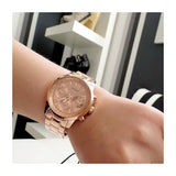 Guess Sunrise Quartz Rose Gold Dial Rose Gold Steel Strap Watch For Women - W0330L2