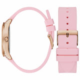 Guess Clarity Gold Dial Pink Silicone Strap Watch for Women - GW0109L2