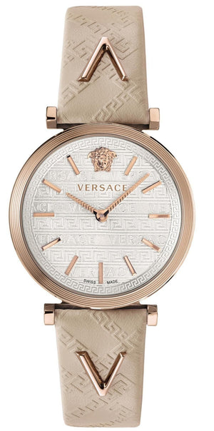 Versace V-Twist White Dial White Leather Strap Watch for Women - VELS00419