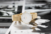 Daniel Wellington Classic Petite Evergold White Dial Gold Mesh Bracelet Watch For Women - DW00100350