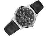 Guess Wafer Analog Black Dial Black Leather Strap Watch For Men - W70016G1