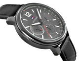 Tommy Hilfiger London Chronograph Grey Dial Black Leather Strap Watch for Men - 1791533