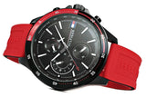 Tommy Hilfiger Multifunction Quartz Black Dial Red Rubber Strap Watch for Men  - 1791722