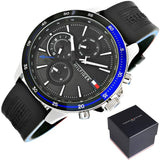 Tommy Hilfiger Bank Quartz Black Dial Black Rubber Strap Watch for Men - 1791724