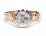 Michael Kors Wyatt Chronograph White Dial Gold Steel Strap Watch For Women - MK5933