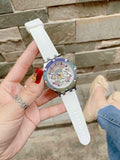 Guess Glitz Pride Limited Edition White Dial White Rubber Strap Watch for Women - GW0407L4