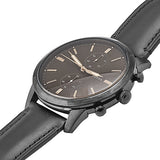 Fossil Goodwin Chronograph Black Dial Black Leather Strap Watch for Men - FS5585