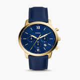 Fossil Neutra Chronograph Blue Dial Blue Leather Strap Watch for Men - FS5790