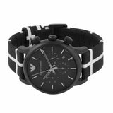 Emporio Armani Classic Black Dial Black Leather Strap Watch For Men - AR1860