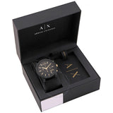 Armani Exchange Outerbanks Chronograph Black Dial Black Steel Strap Watch For Men - AX7105