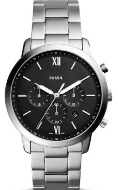 未使用　FOSSIL フォッシル Neutra FS5384 クロノ　黒文字盤 Fossil Neutra Chronograph Black Dial Silver Steel Strap