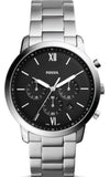 Fossil Neutra Chronograph Black Dial Silver Steel Strap Watch for Men - FS5384