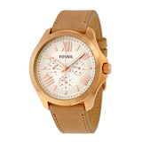 Fossil Cecile White Dial Sand Leather Strap Watch for Women - AM4532