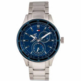 Tommy Hilfiger Austin Blue Dial Silver Steel Strap Watch for Men - 1791640