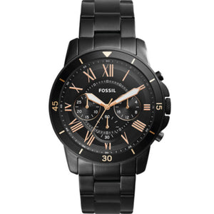 Fossil Grant Sport Chronograph Black Dial Black Steel Strap Watch for Men - FS5374
