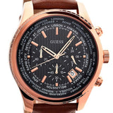 Guess Persuit Chronograph Blue Dial Brown Leather Strap Watch for Men - W0500G1