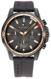 Tommy Hilfiger Mason Black Dial Black Rubber Strap Watch for Men - 1791792