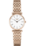 Jam Tangan Wanita Longines La Grande Classique dengan Dial Putih dan Gelang Mesh Emas Mawar - L4.209.1.92.8