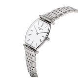 Longines La Grande Classique de Longines Tonneau White Dial Silver Steel Strap Watch untuk Wanita - L4.205.4.11.6