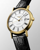 Longines Presence 25.5mm Automatic White Dial Black Leather Strap Watch untuk Wanita - L4.921.2.11.2